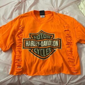 Korrupted Closet Harley-Davidson Orange Distressed T-Shirt
